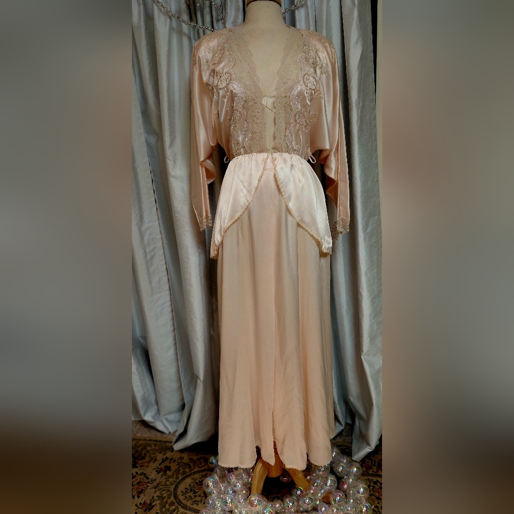 Pale Pink Satin Dressing Gown